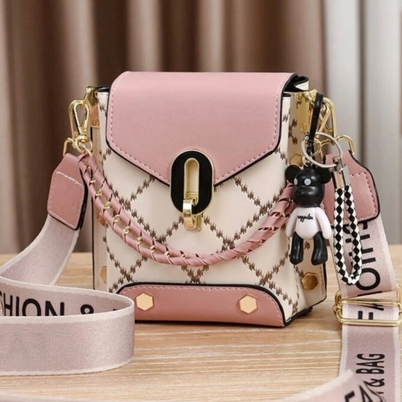 Handbags - Pink & cream color block mini crossbody